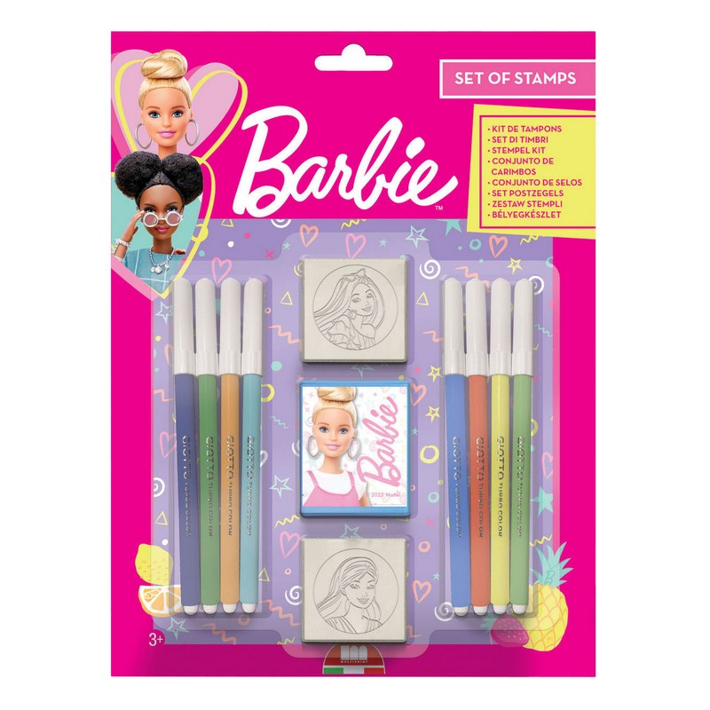 Barbie Tegne- & Stempelsæt Lyserød | Barbie Male- & Tegneudstyr - Temashop