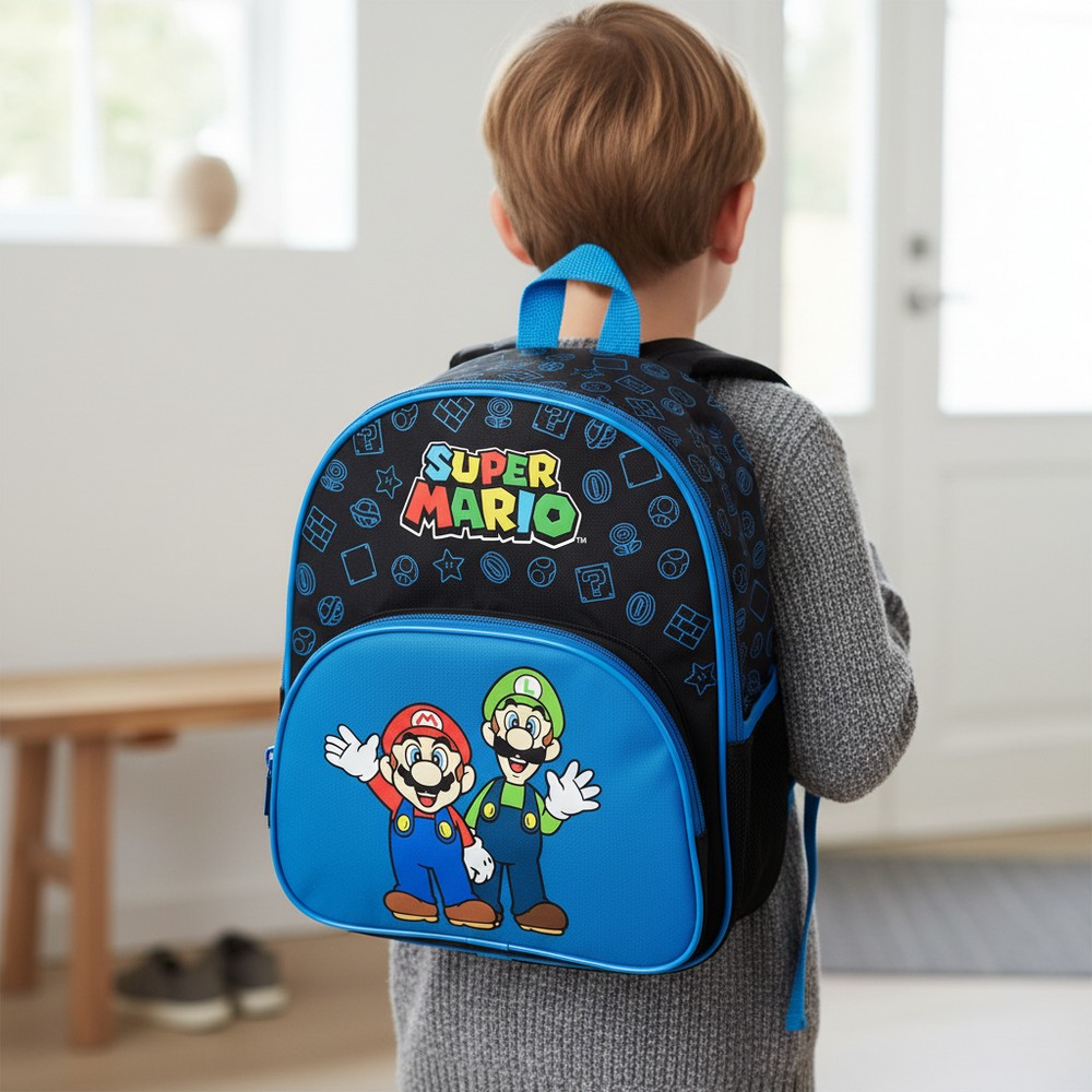 Super Mario Mario & Luigi Rygsæk Blå (30 x 25 x 10 cm) | Super Mario Taske / Pung - Temashop