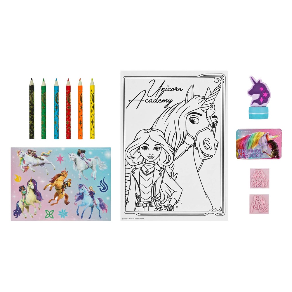 Unicorn Academy Kreativ Boks 21 Dele (27,3 x 20 x 4 cm) | Unicorn Academy Male- & Tegneudstyr - Temashop