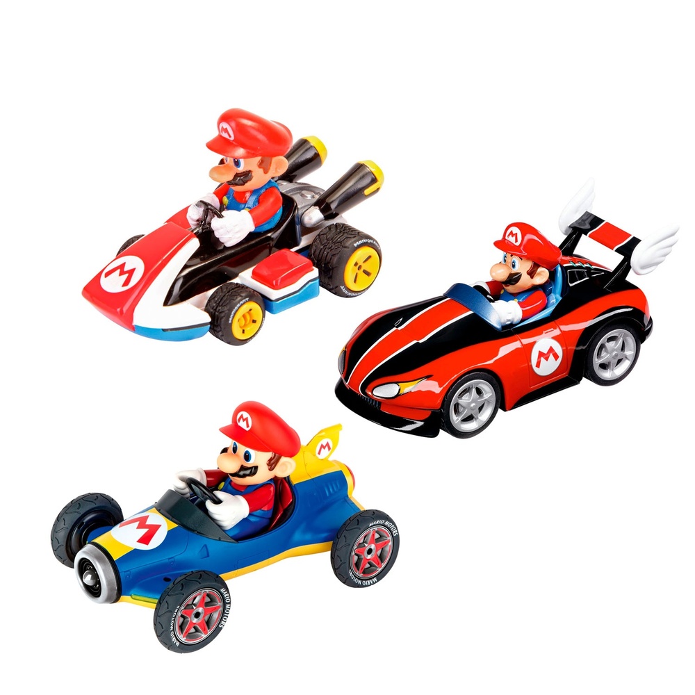 Super Mario Pull Back Racerbiler 3-pak (58 x 40 x 14 cm, 14 cm) | Super Mario Legetøj - Temashop