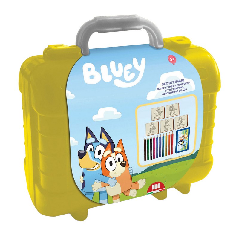 Bluey Stempel- og Farvesæt Kuffert Gul (23 x 10,5 x 19 cm) | Bluey Male- & Tegneudstyr - Temashop