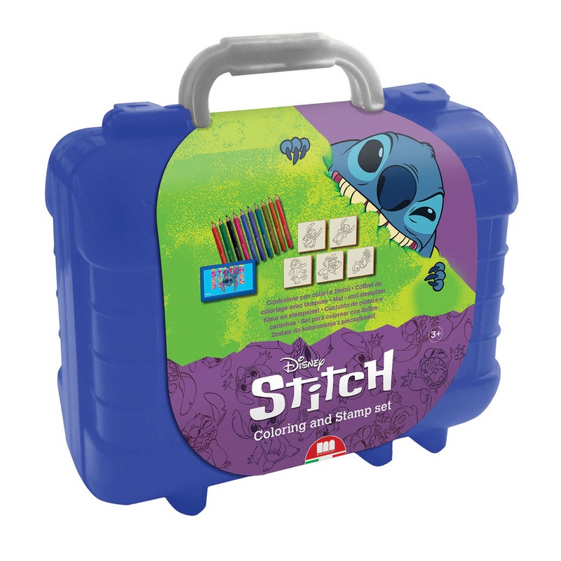 Stitch Stempelsæt Malekuffert Blå (23 x 10,5 x 19 cm) | Stitch Male- & Tegneudstyr - Temashop