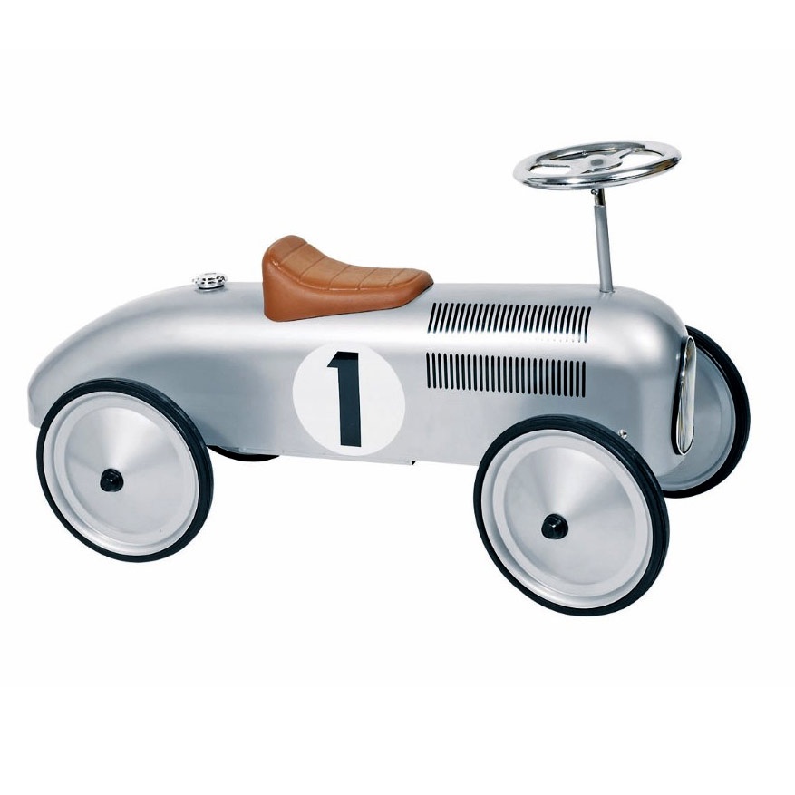 Goki Retro Gåbil Sølv (80 x 40 x 23 cm) | Racerløb tema El Køretøj Til Børn - Temashop