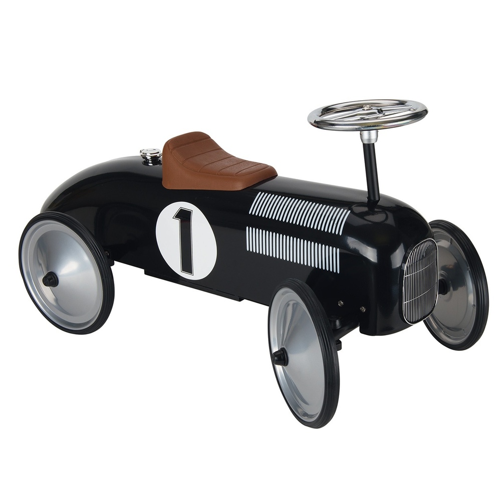 Goki Retro Gåbil Sort (73 x 40 x 35 cm) | Racerløb tema El Køretøj Til Børn - Temashop