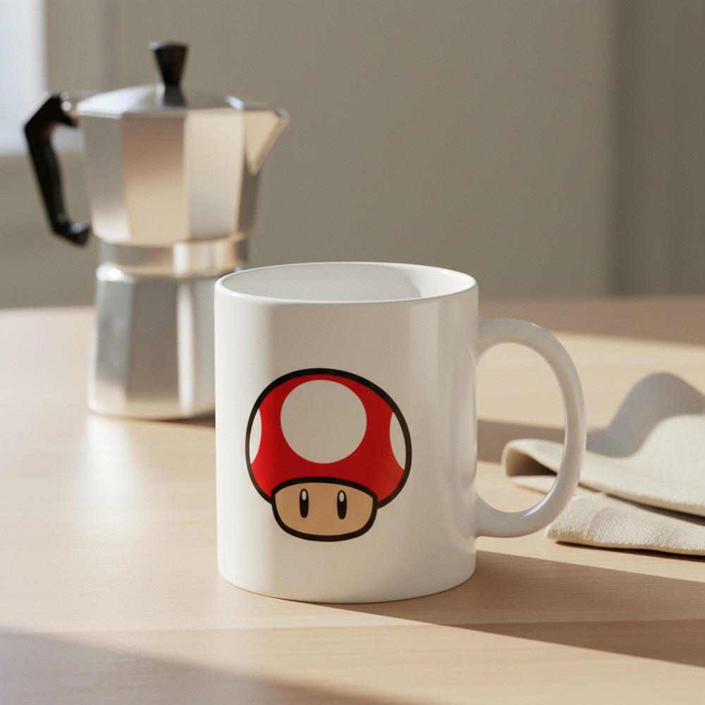 Super Mario Mushroom Krus Hvid (12 x 10 x 8 cm) | Super Mario Krus - Temashop