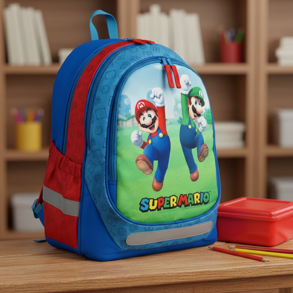 Super Mario Skole Rygsæk Blå (43 x 31 cm) | Super Mario Taske / Pung - Temashop