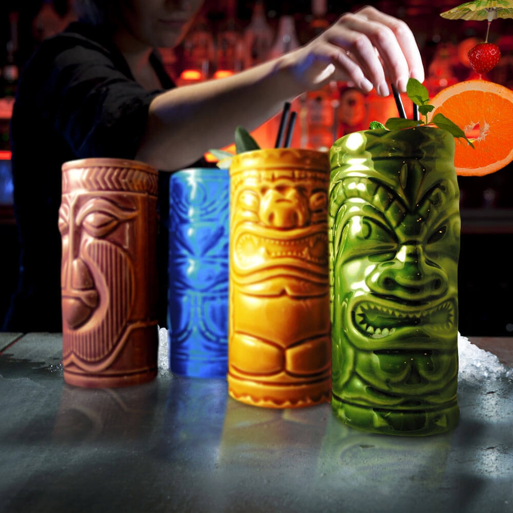 Tiki Kopper - 4 stk (6,5 x 14,5 cm) | Hawaii Glas - Temashop