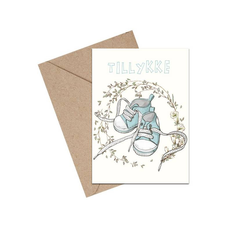 Tillykke Baby Dreng Kort - 1 stk (11,5 x 16 cm) - Temashop