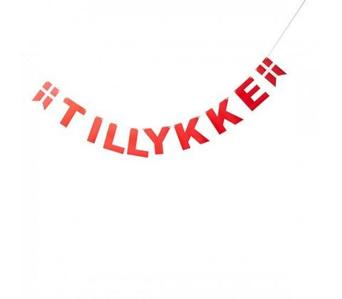 Tillykke Guirlande Rød - 1 stk (380 cm) | Tillykke Guirlander - Temashop
