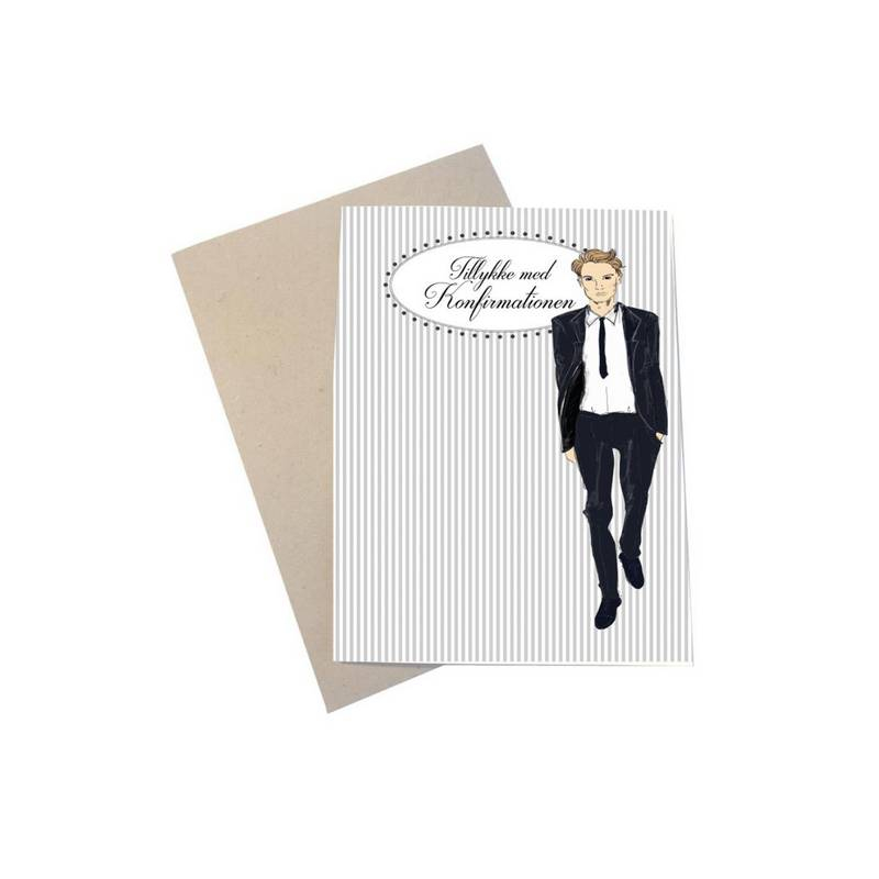 Tillykke Med Konfirmationen Dreng - 1 stk (11,5 x 16 cm) | Konfirmation Kort / Invitationer / Gode råd - Temashop
