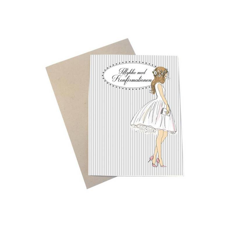 Tillykke Med Konfirmationen Pige - 1 stk (11,5 x 16 cm) | Konfirmation Kort / Invitationer / Gode råd - Temashop