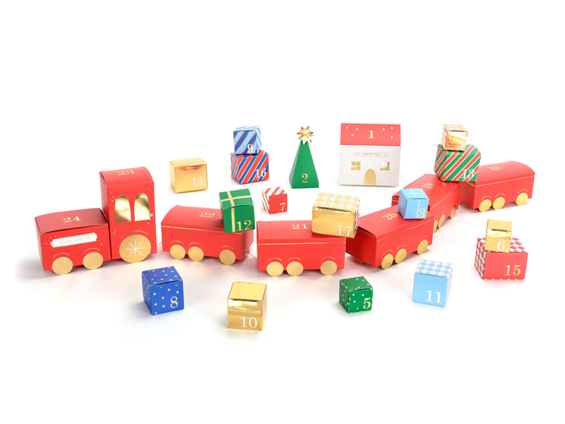 Tog Julekalender - 24 stk (3,5 x 13 cm) | Julekalender Julekalendere - Temashop