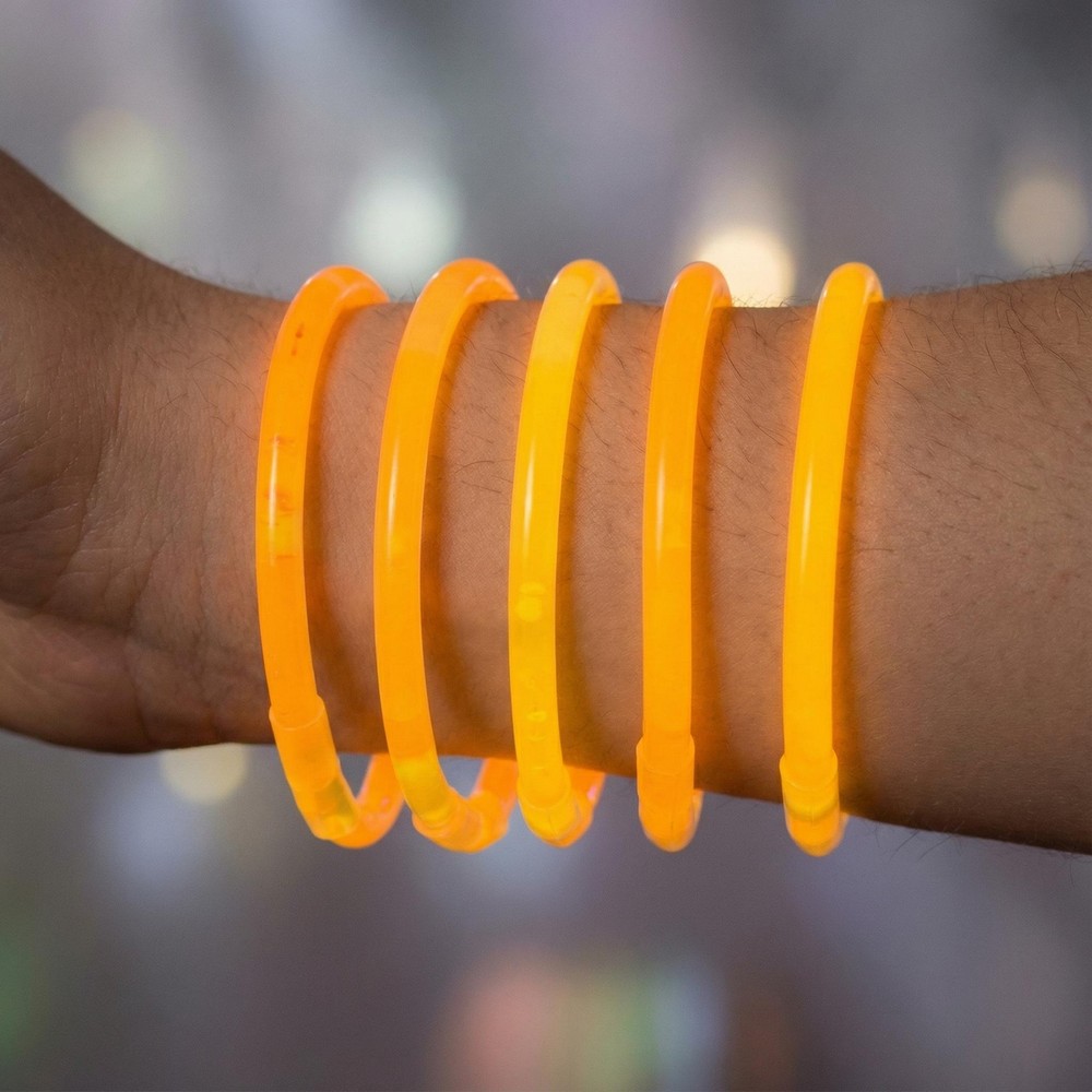 Knæklys Armbånd Orange (0,2 x 20 cm) | UV / Neon Knæklys - Festtilbehør - Temashop