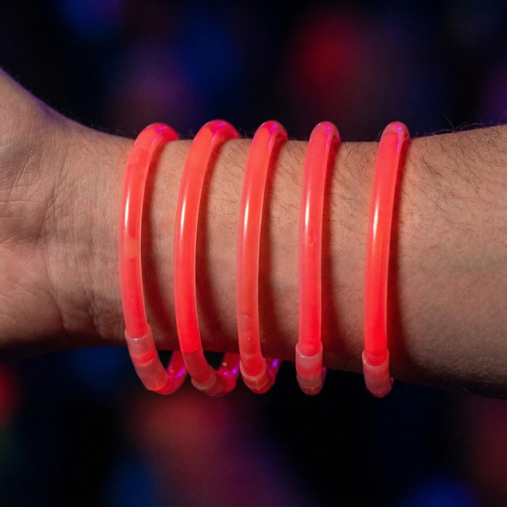 Knæklys Armbånd Rød (0,2 x 20 cm) | UV / Neon Knæklys - Festtilbehør - Temashop