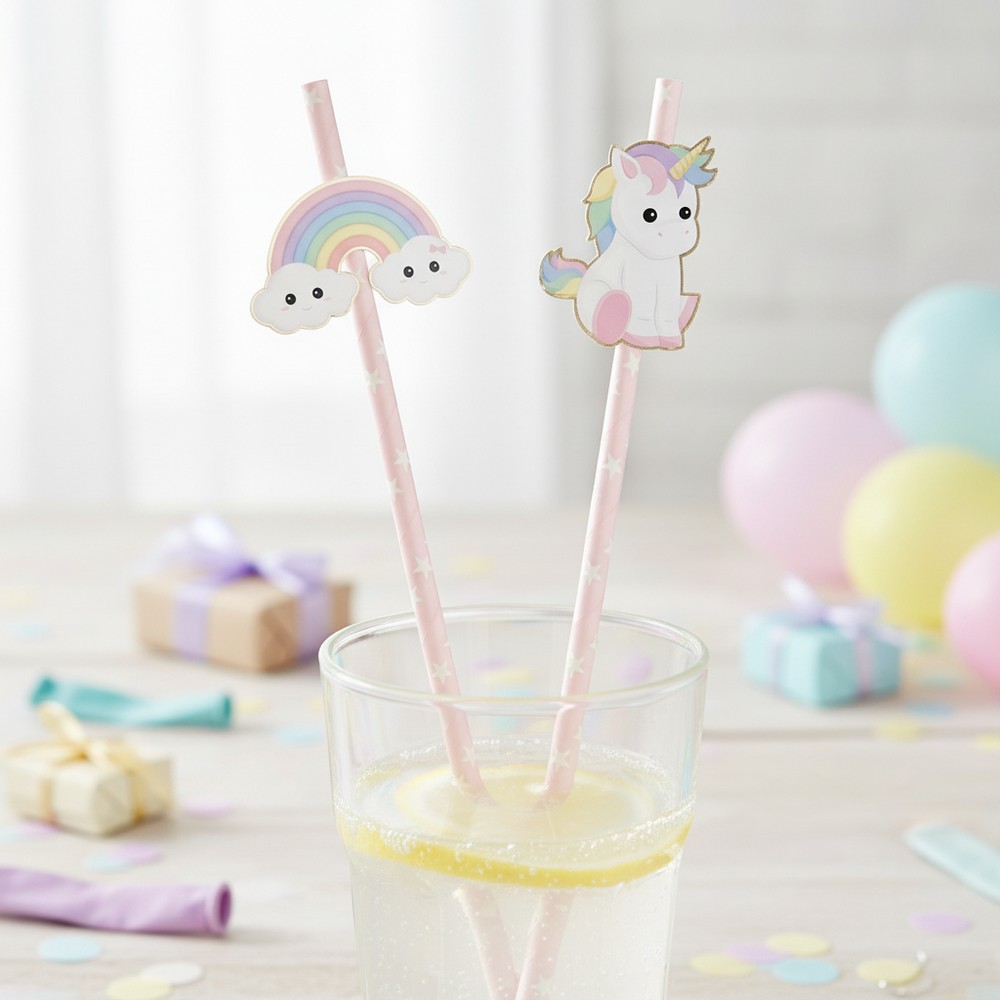 Enhjørning & Regnbue Sugerør