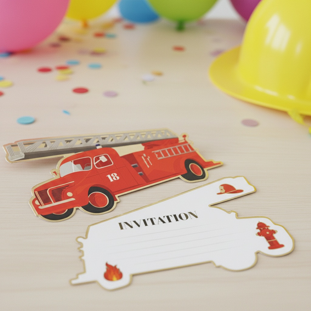 Brandbil Invitationer - 8 stk | Brandmand Invitationer - Temashop