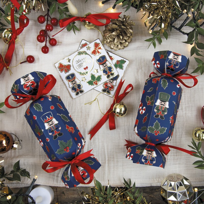 Nøddeknækker Juleknallerter - 5 stk (18,5 x 6 cm) | Julepynt Knallerter - Temashop