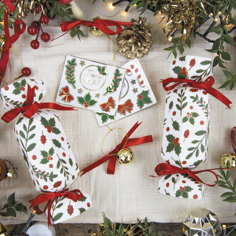 Kristtorn Juleknallerter - 5 stk (18,5 x 6 cm) | Julepynt Knallerter - Temashop