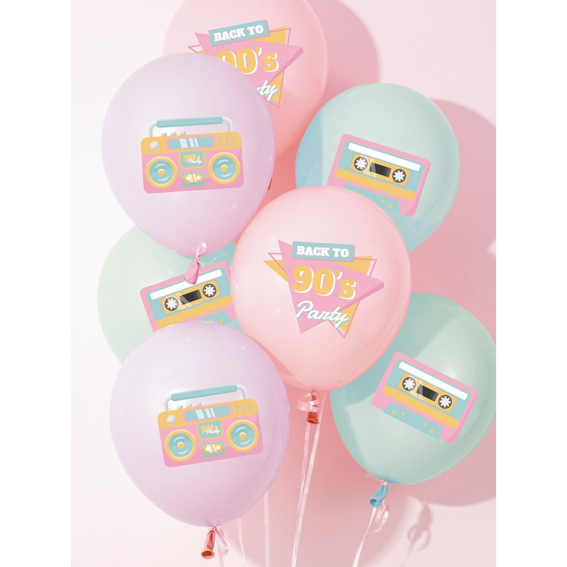 90'er Balloner - 6 stk (28 cm) | 90'erne Retro Latexballoner - Temashop