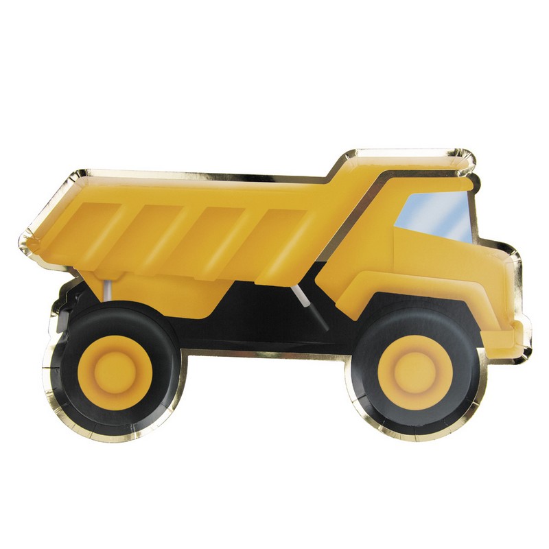 Byggeplads Dumper Paptallerkener - 8 stk (31 cm) | Bygmester Tallerkner - Temashop