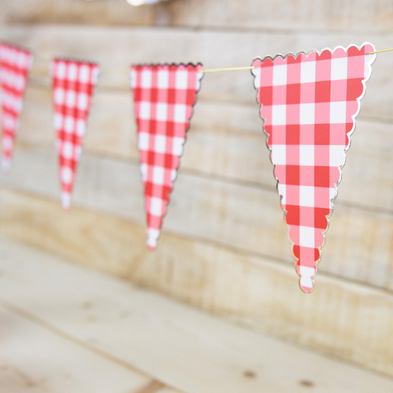Ternet Picnic Guirlande Rød/Hvid - 1 stk (3 m & 12 x 15 cm) | Picnic Guirlander - Temashop