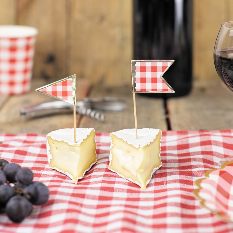 Ternede Picnic Vimpelflag Kagepinde - 10 stk | Picnic Kagepinde - Temashop