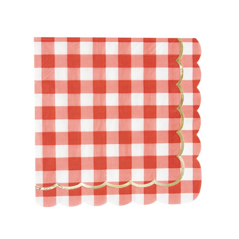 Stribede Picnic Servietter Rød/Hvid - 16 stk (33 x 33 cm) | Picnic Servietter - Temashop