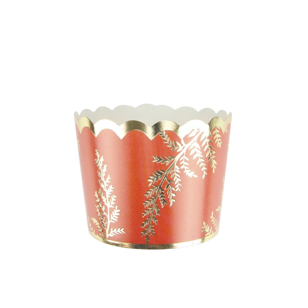 Bregne Papbægre Brun/Guld - 8 stk | Natur tema Bægre - Temashop