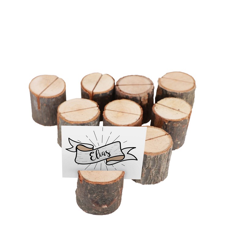 Træ Bordkortholdere - 9 stk (3,5 x 3,2 cm) | Natur tema Bordnumre / bordkort / holdere - Temashop
