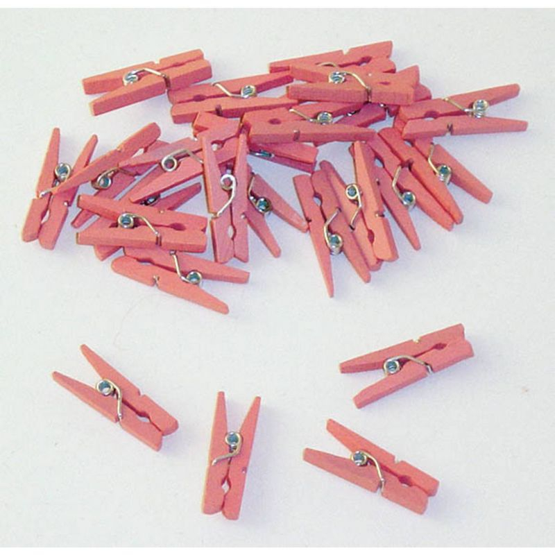 Træklemmer Lyserød - 24 stk (2,5 cm) | Babyshower Klemmer - Temashop