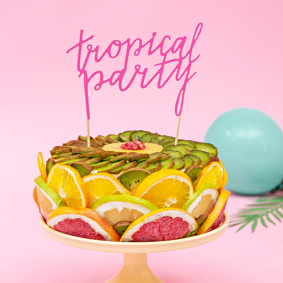 Tropical Party Kagetopper Pink - 1 stk (24 cm) | Hawaii Kagefigur / kagetopper - Temashop