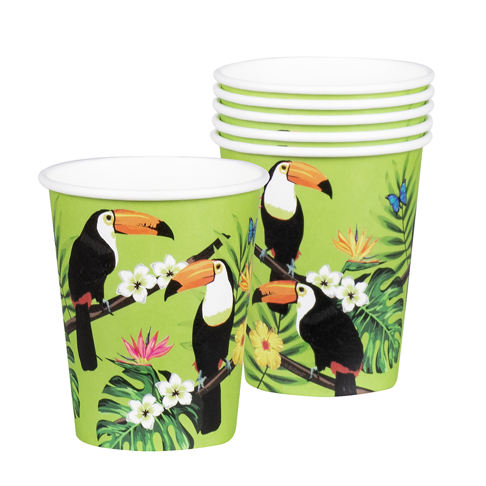 Tropical Party Krus - 10 stk (25 cl) | Fugl Krus - Temashop