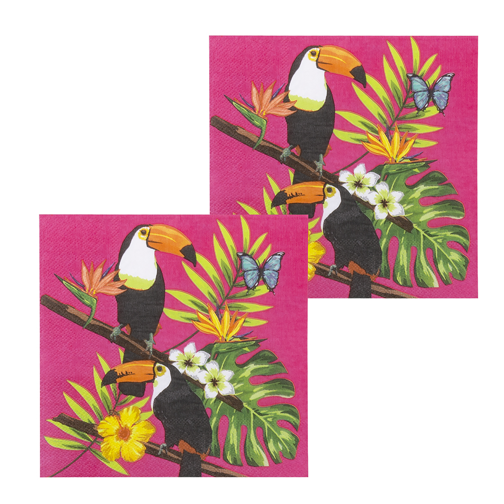 Tropical Party Servietter - 20 stk (33 x 33 cm) | Fugl Servietter - Temashop