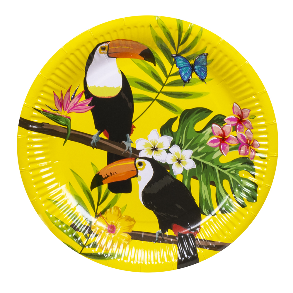 Tropical Party Tallerkener - 10 stk (23 cm) | Fugl Tallerkner - Temashop