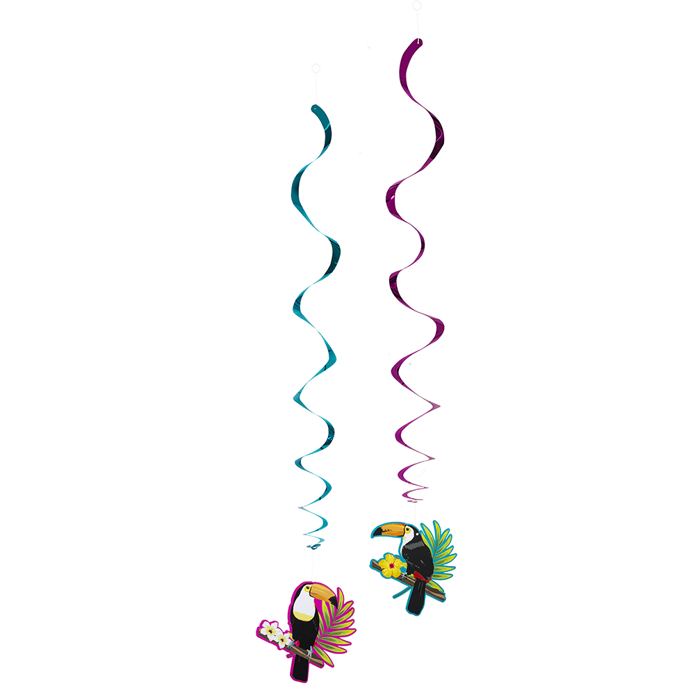 Tropical Party Tukan Swirls - 2 stk (85 cm) | Hawaii Spiraler/string - Temashop