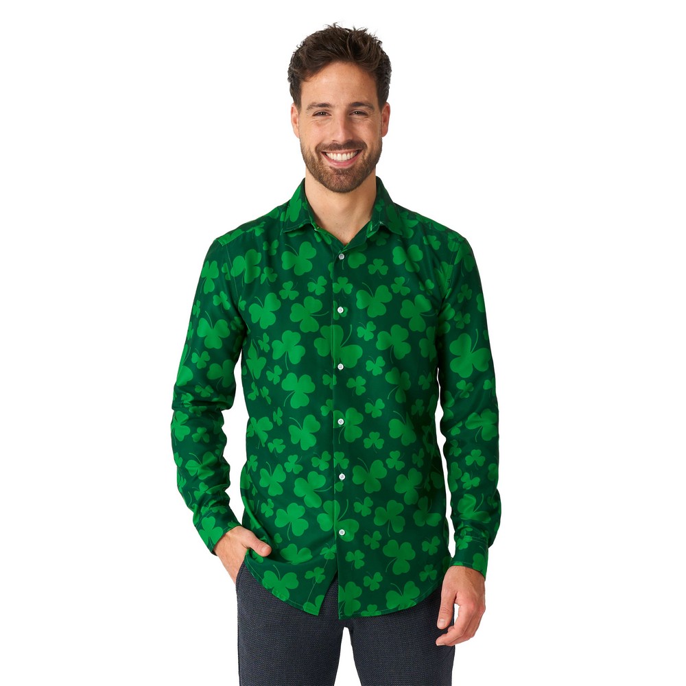 Suitmeister Lucky Clover Skjorte - Anledninger kostume til voksne i størrelserne 2XS-L | Sankt Patricks dag kostume til mænd - Temashop