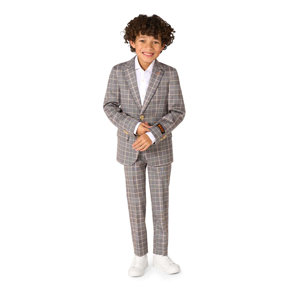 OppoSuits DailyÂ® Checked Tan Børnejakkesæt