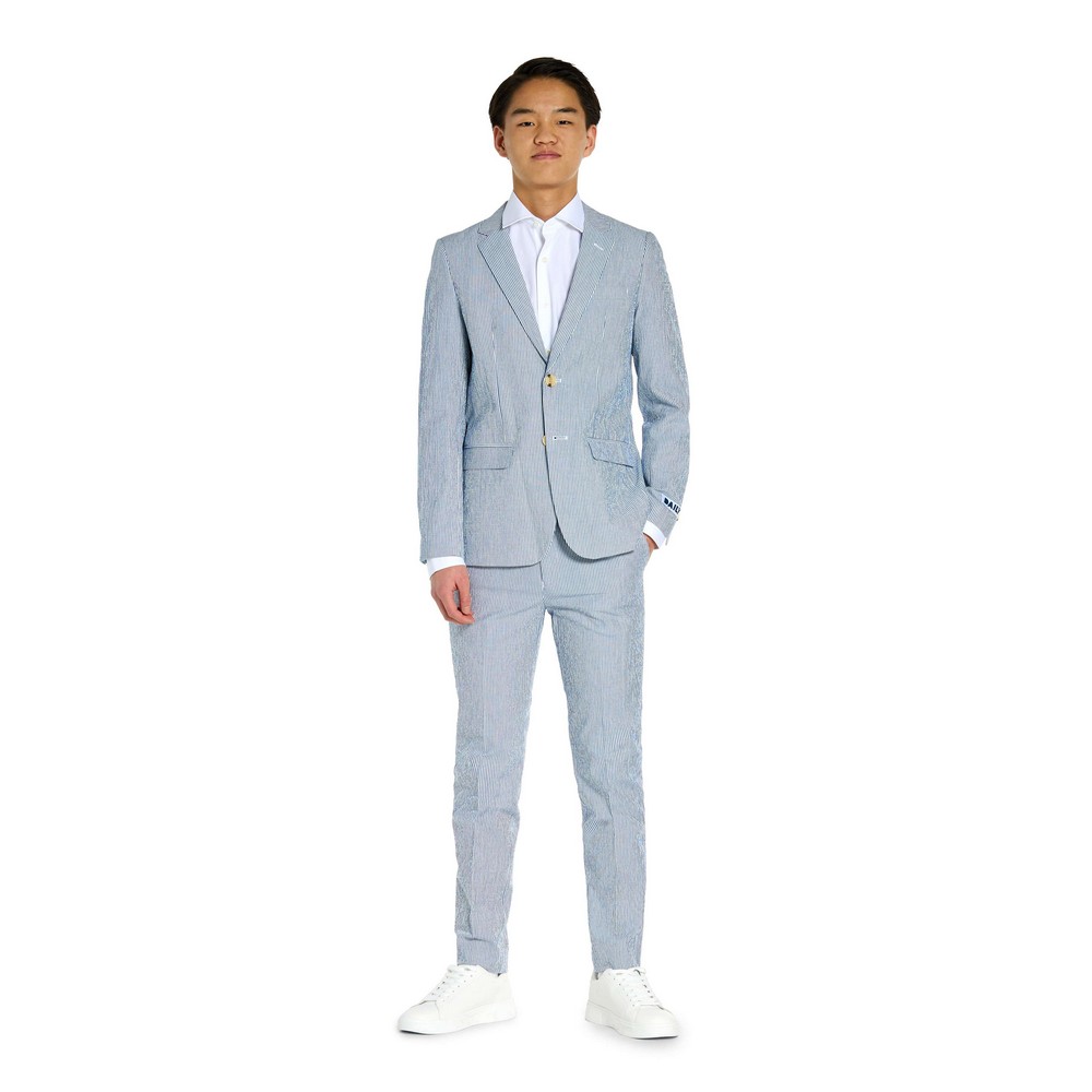 OppoSuits DailyÂ® Light Blue Seersucker Teen Jakkesæt