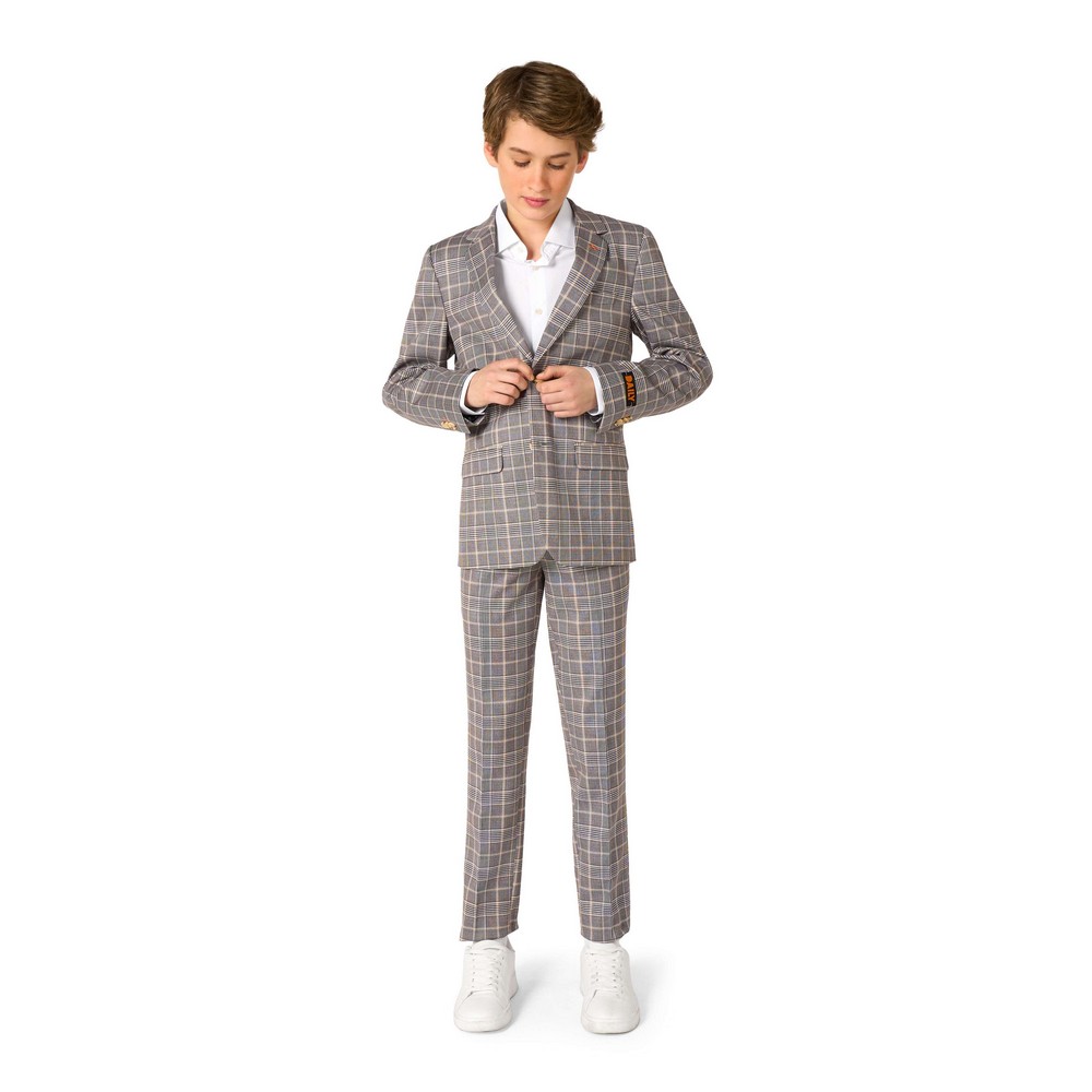 OppoSuits DailyÂ® Checked Tan Teen Jakkesæt