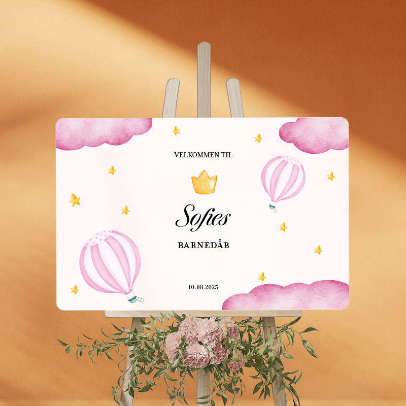 Personligt Velkomstskilt Pastel Pink - 1 stk (58 x 38 cm) - Temashop