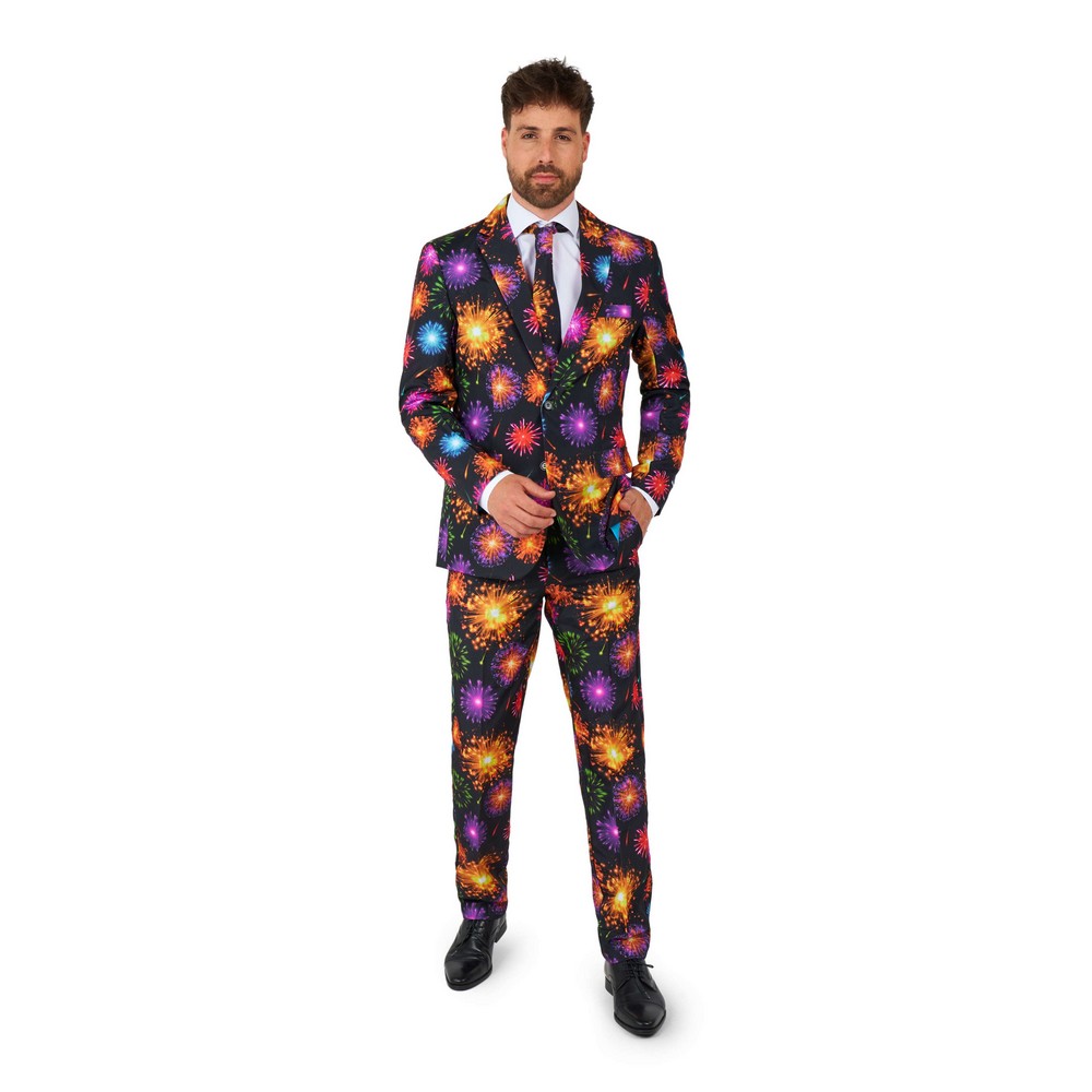 Suitmeister Fireworks Black Jakkesæt - Anledninger kostume til voksne i størrelserne S-XL | Nytår kostume til mænd - Temashop