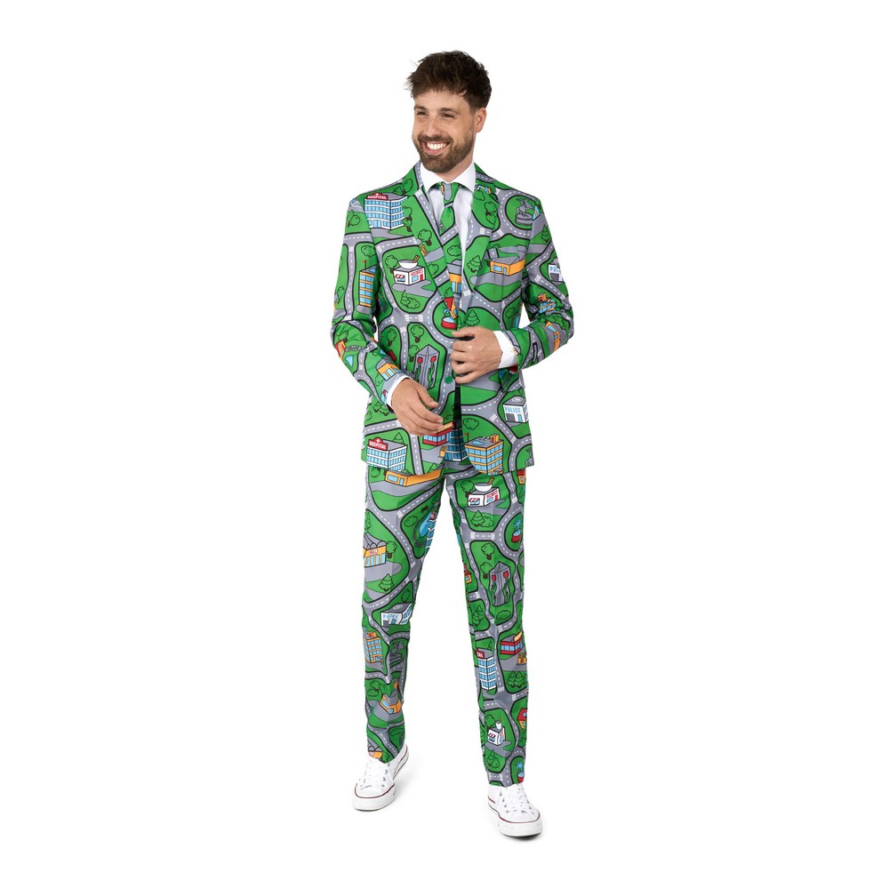 Suitmeister Carpet City Green Jakkesæt - Sjov kostume til voksne i størrelserne S-XL | Sjovt diverse kostume til mænd - Temashop