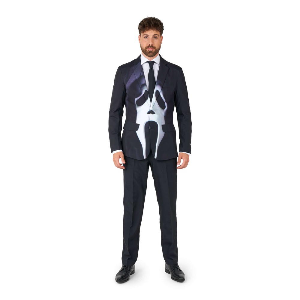 Suitmeister Ghostface Jakkesæt - Halloween kostume til voksne i størrelserne S-XL | Scream kostume til mænd - Temashop