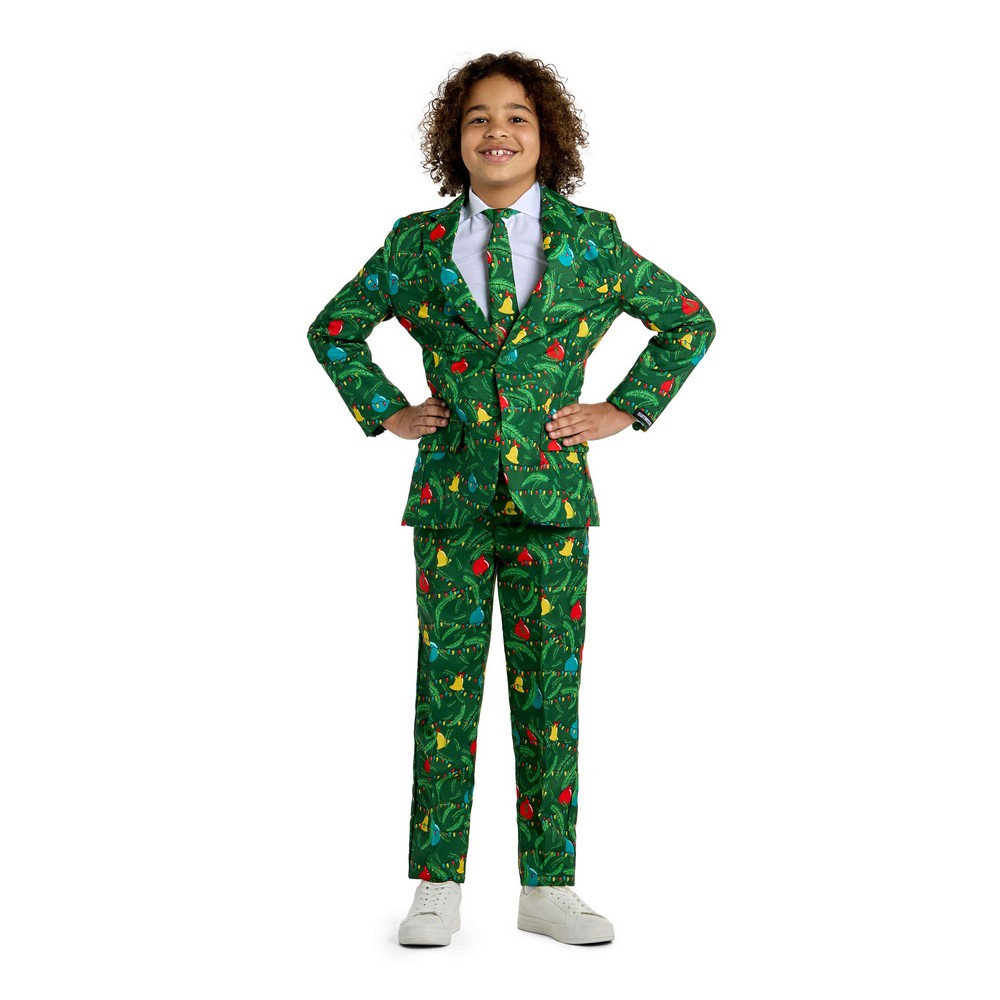 Suitmeister Shiny Christmas Lights Børnejakkesæt Grøn - Jul kostume til børn i størrelserne 110-176 | Juletræ udklædning til børn - Temashop