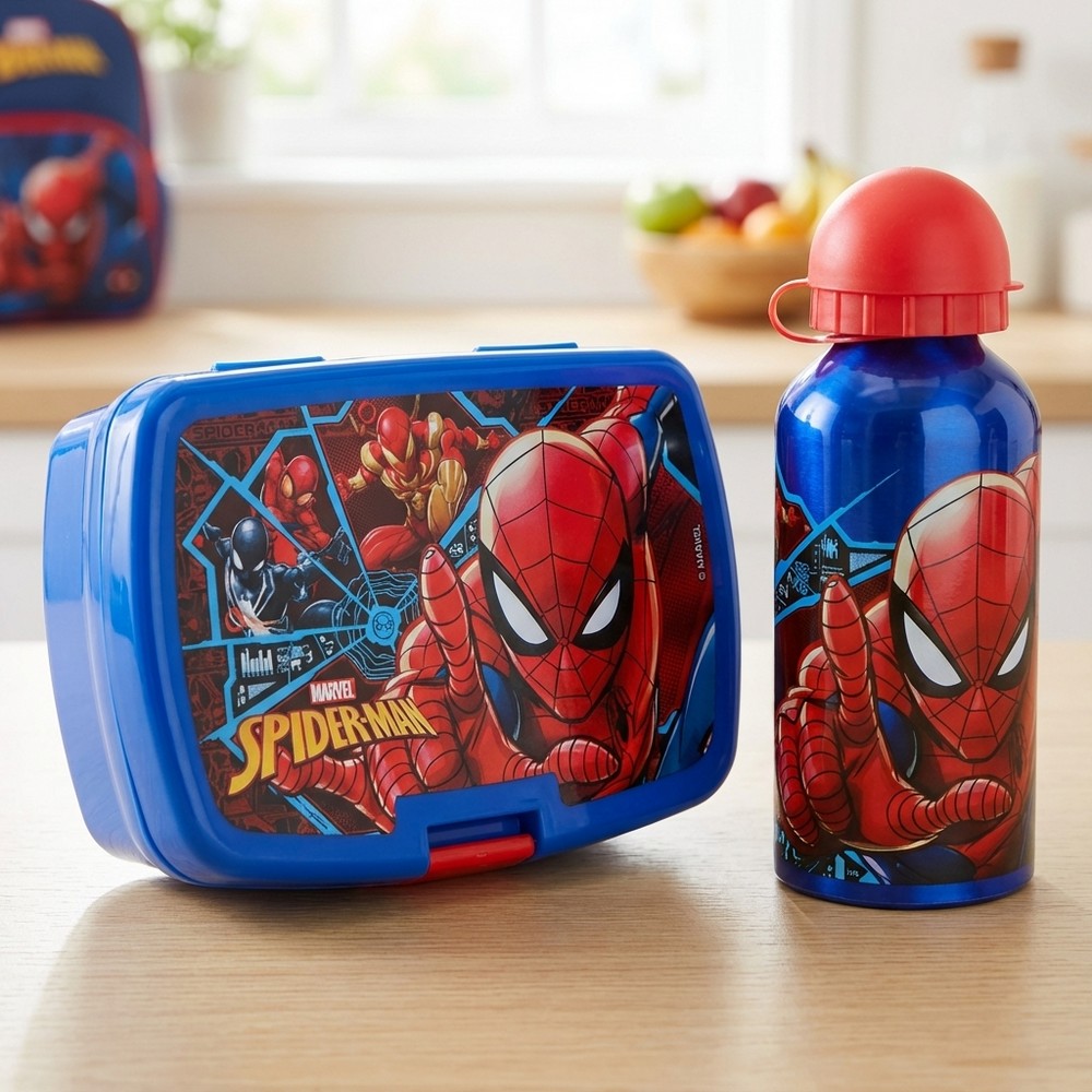 SpidermanÂ® Drikkedunk & Madkasse Sæt
