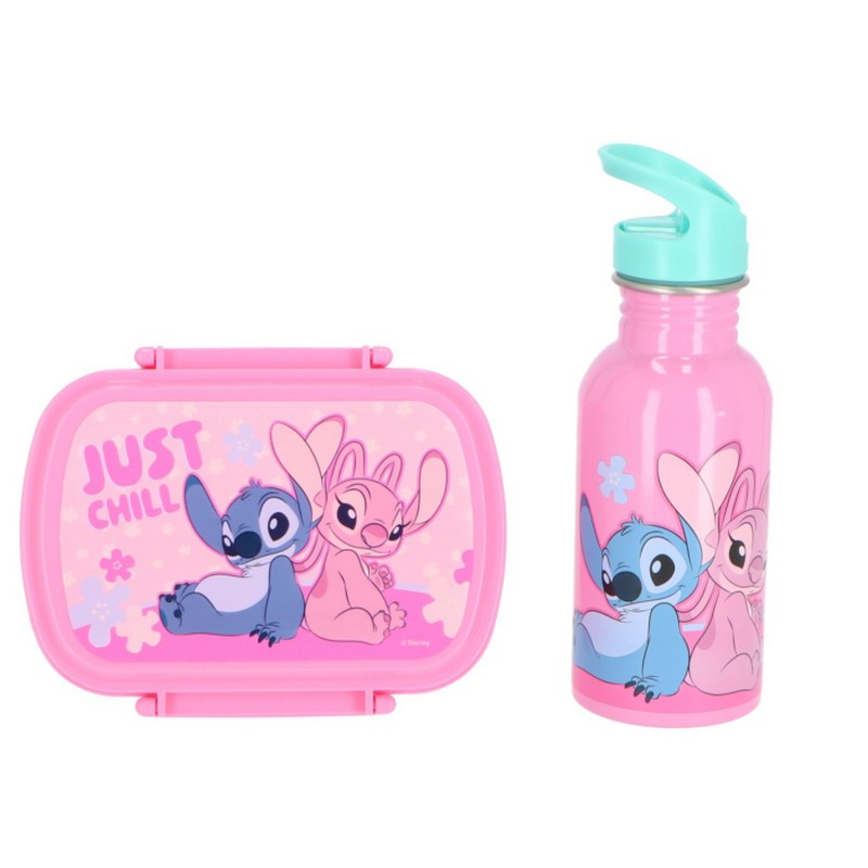 Lilo & Stitch Madkasse & Drikkedunk Sæt Lyserød (500 ml) | Lilo & Stitch Madkasser - Temashop