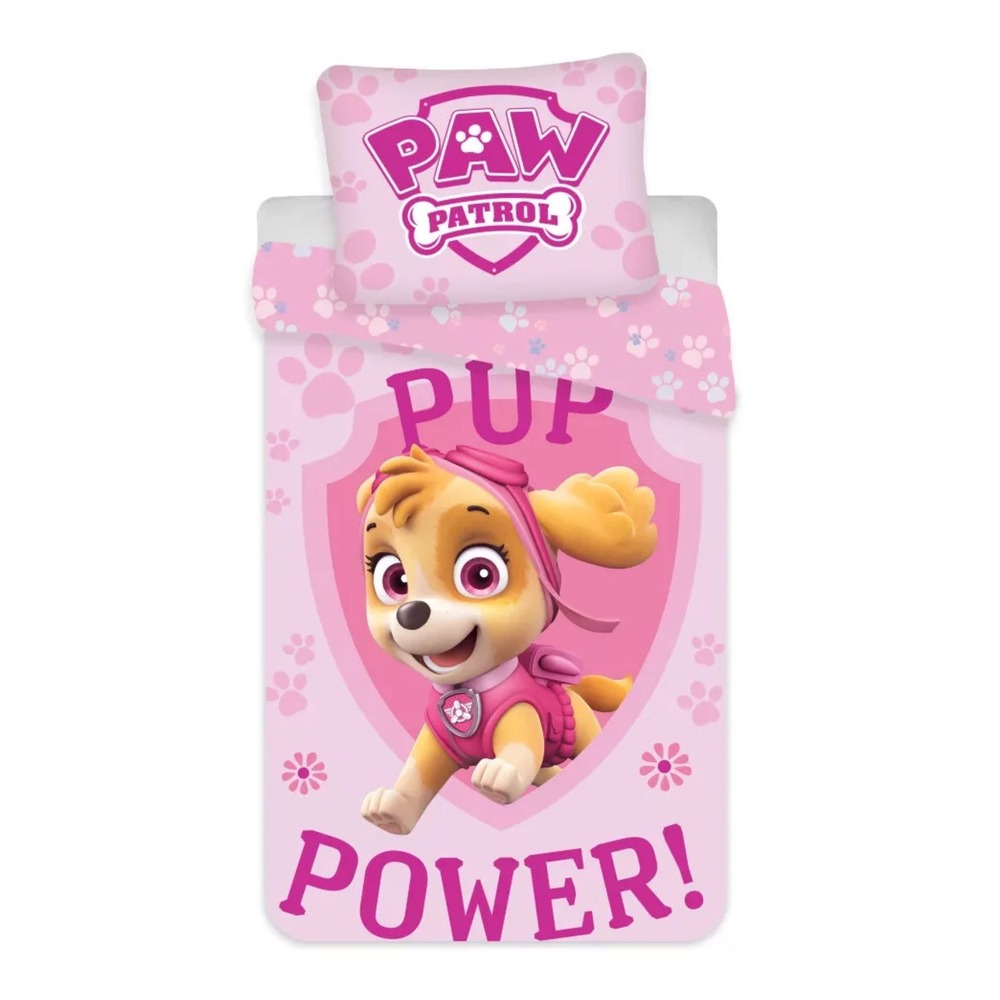 Paw Patrol Pup Power Bomuld Sengetøj (100 x 135 cm & 40 x 60 cm) | Paw Patrol Sengetøj - Temashop