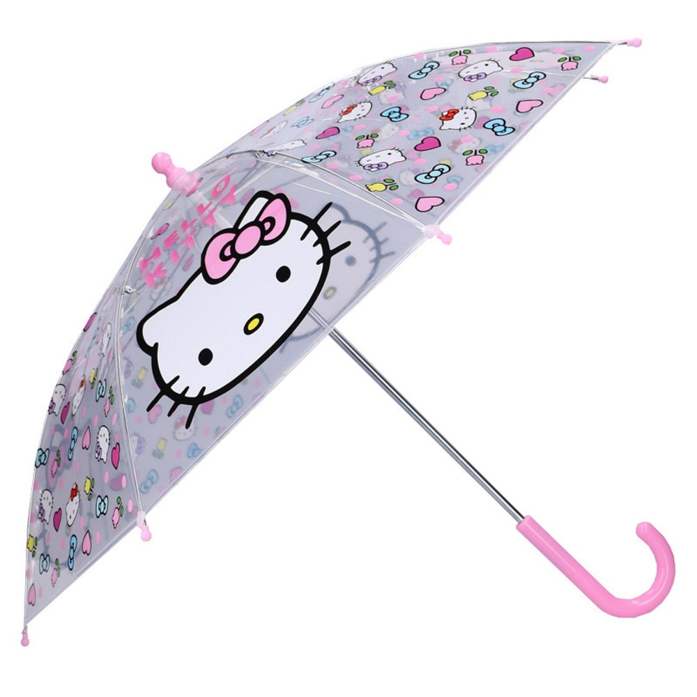 Hello Kitty Transparent Paraply (71 x 60 cm) | Hello Kitty Paraply - Temashop