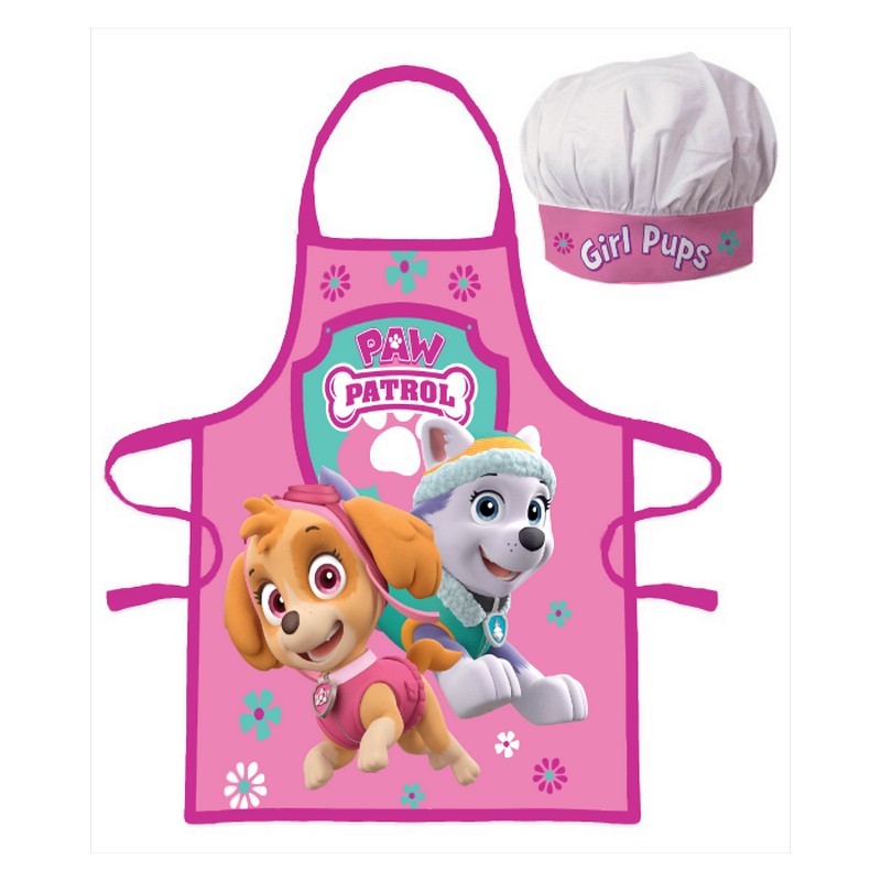 Paw Patrol Skye & Everest Forklæde & Hat (54 x 47 cm) | Paw Patrol Forklæder - Temashop