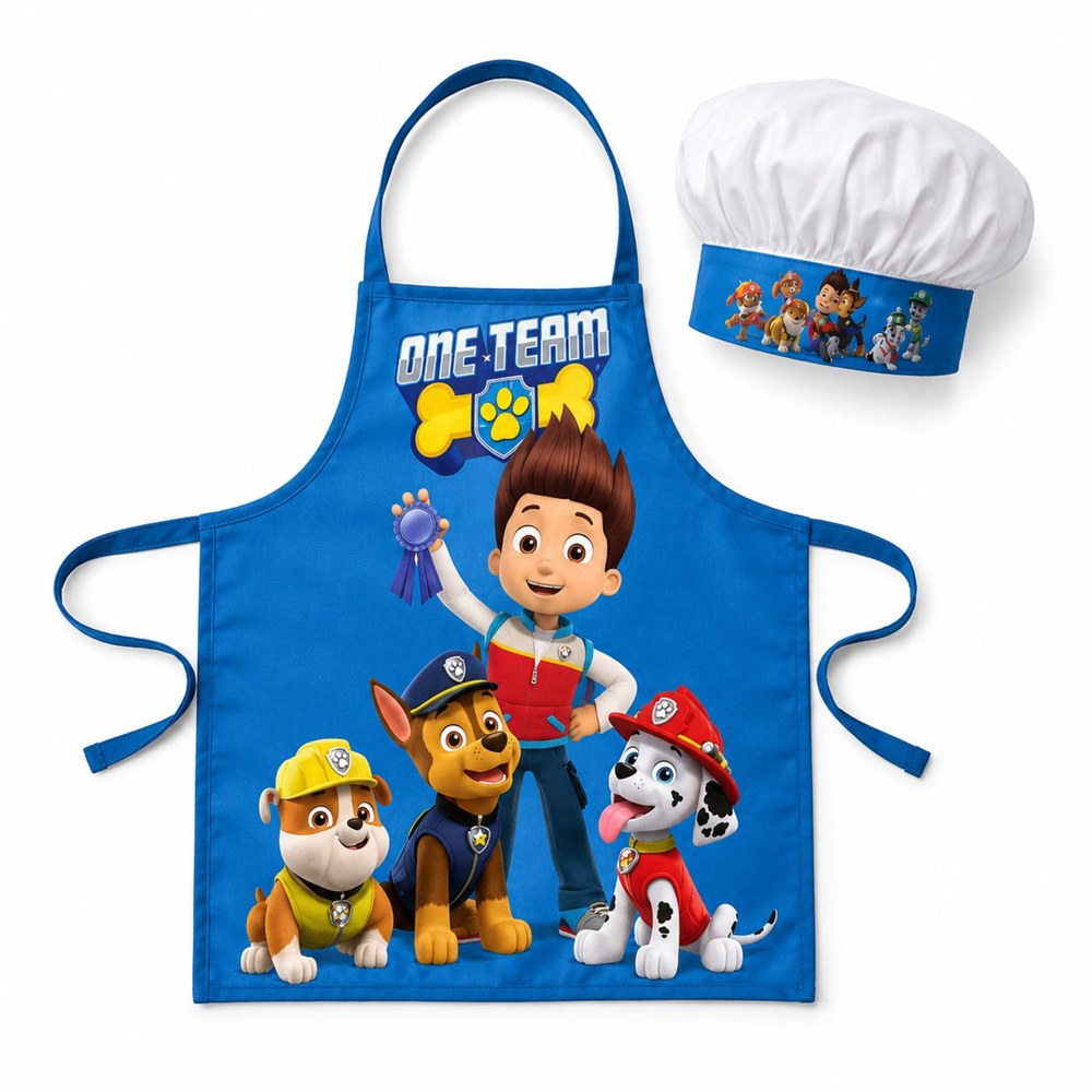 Paw Patrol One Team Forklæde & Hat (47 x 58 cm) | Paw Patrol Forklæder - Temashop